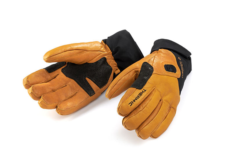 Ett par Therm-ic Freeride Ultra Heat, värmehandskar i ljusbrunt getskinn