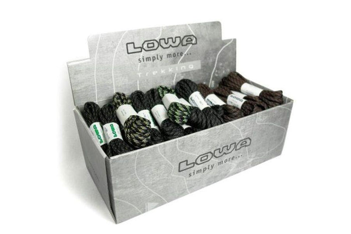 Låda med Lowa original-skosnören för kängor, 40-pack