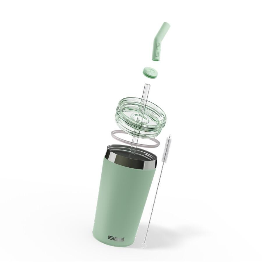 SIGG Helia Travel Mug grön 0,45 L termosmugg med glassugrör