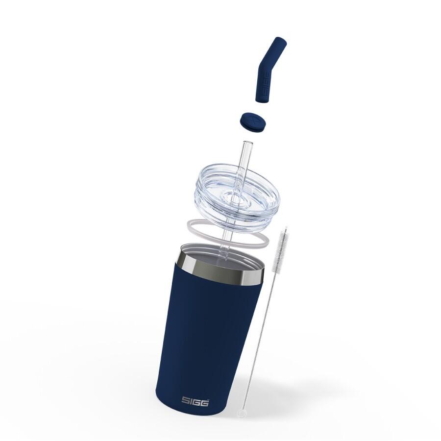 SIGG Helia Travel Mug mörkblå 0,45 L termosmugg med glassugrör