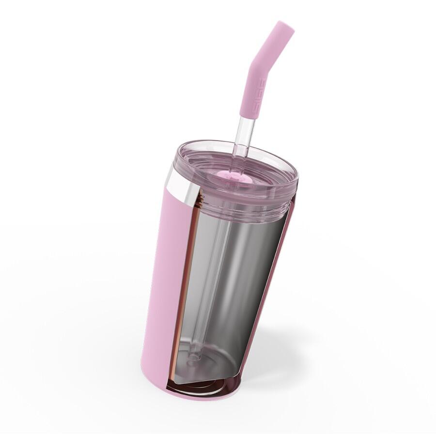 SIGG Helia Travel Mug rosa 0,45 L termosmugg med glassugrör
