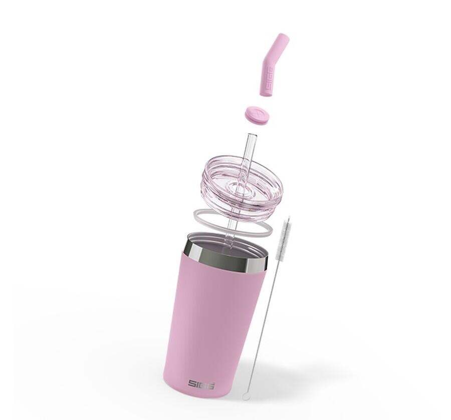 SIGG Helia Travel Mug rosa 0,45 L termosmugg med glassugrör