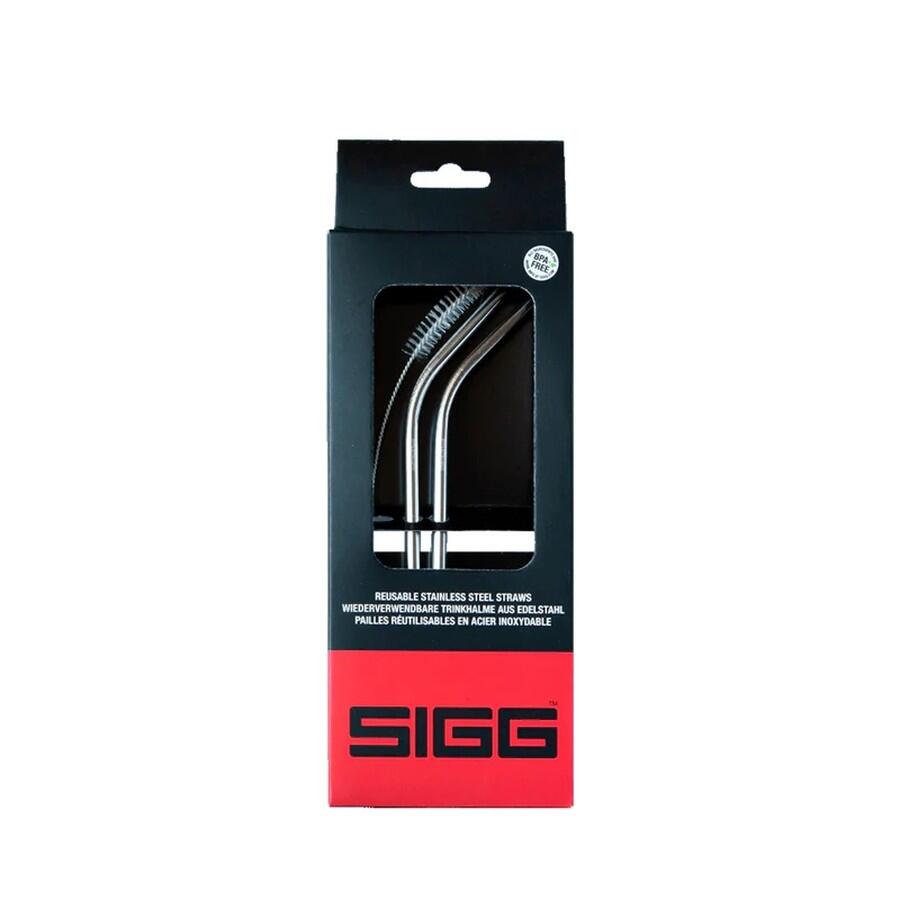 SIGG sugrör i rostfritt stål 2-pack med rengöringsborste