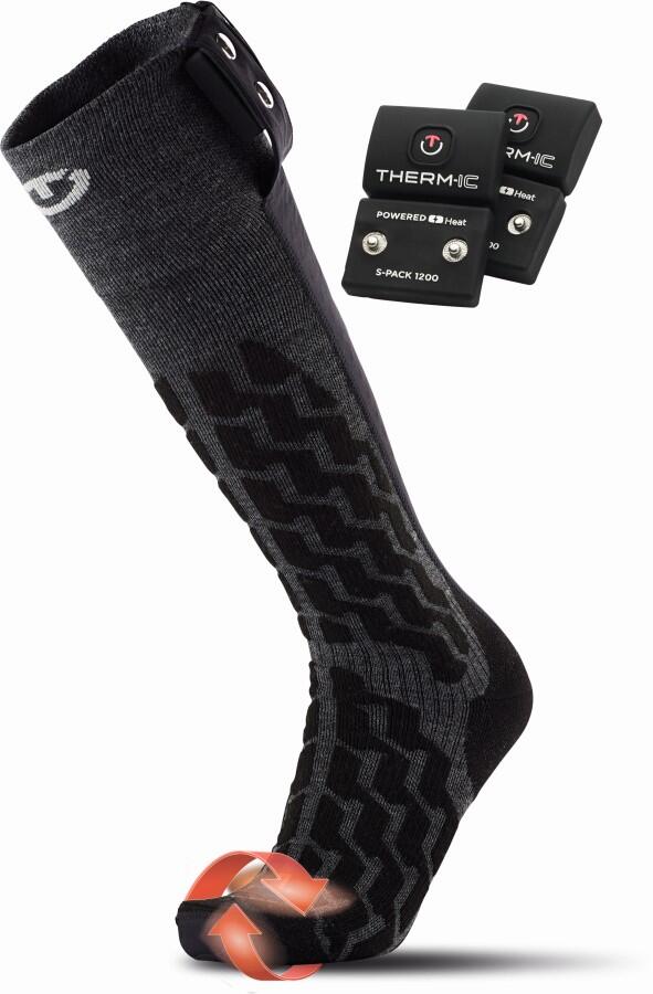Therm-ic Fusion Uni +1200 svarta eluppvärmda skidstrumpor med batteri