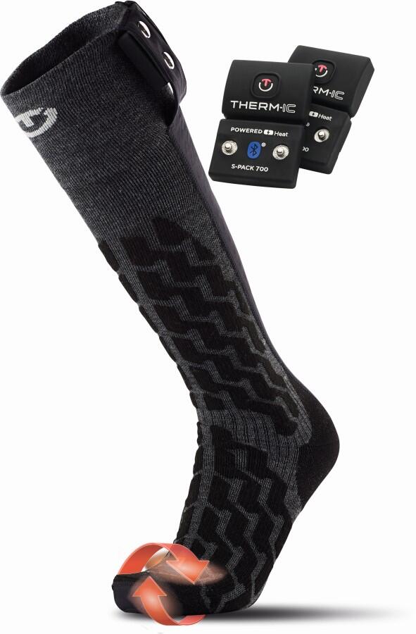 Therm-ic Fusion Uni +700B svarta eluppvärmda skidstrumpor med Bluetooth-batteri