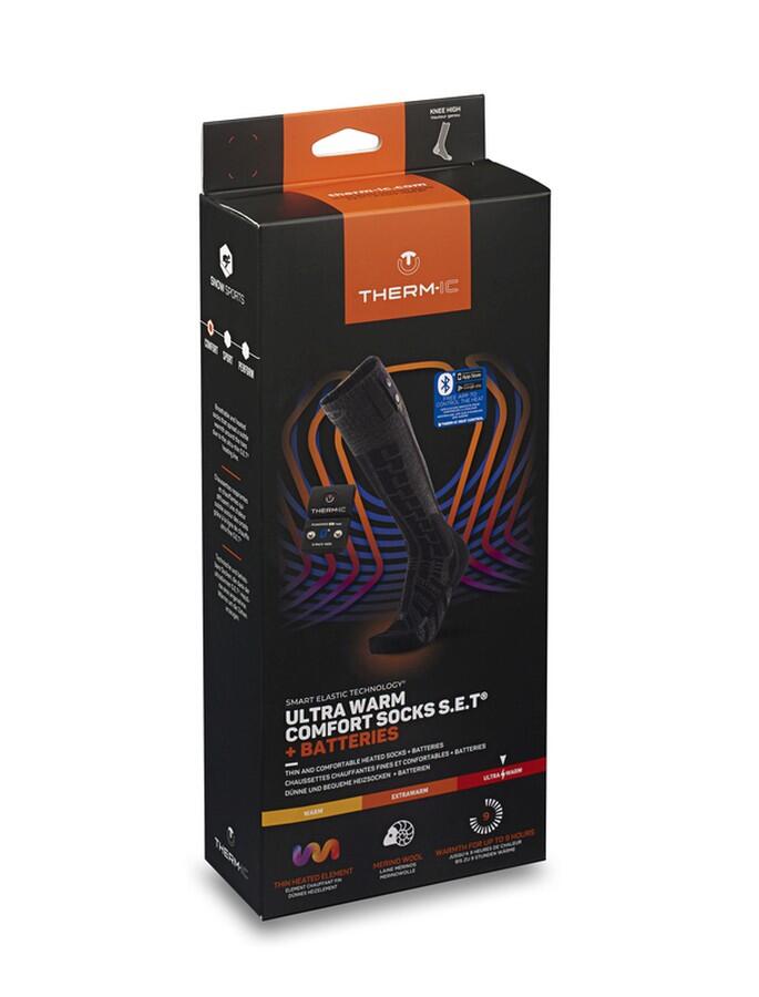 Therm-ic S.E.T® Comfort värmestrumpor i svart med S-pack 1400B Bluetooth-batteri