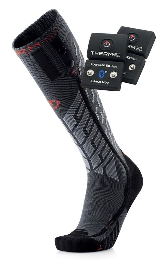 Therm-ic S.E.T® Performance värmestrumpor i grått med S-pack 1400B Bluetooth-batteri