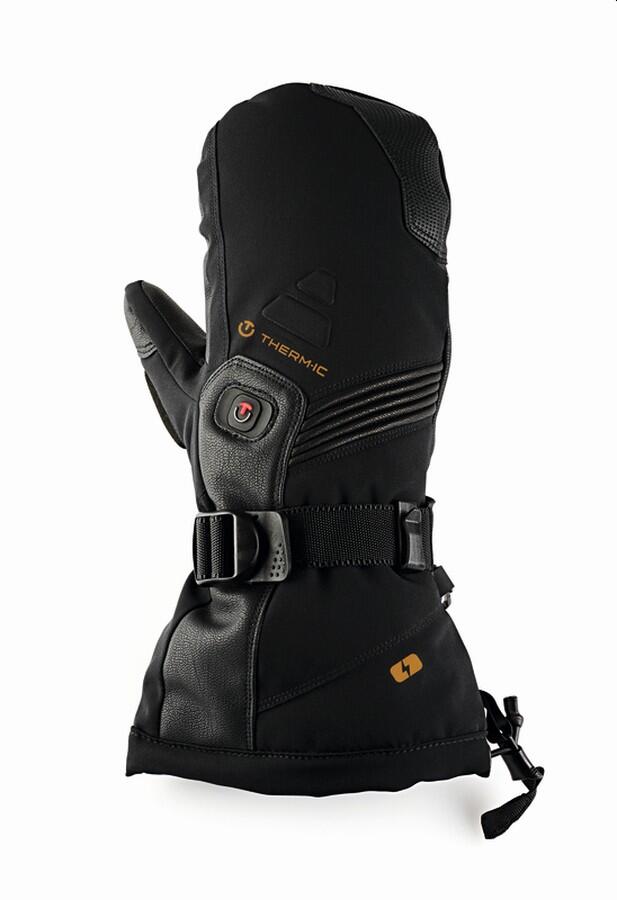 Therm-ic Ultra Boost Mittens herr svarta uppvärmda läder-tumvantar med Primaloft