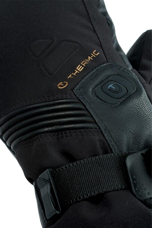 Therm-ic Ultra Boost Mittens herr svarta uppvärmda läder-tumvantar med Primaloft