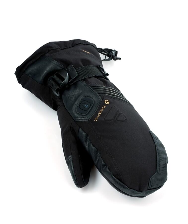Therm-ic Ultra Boost Mittens herr svarta uppvärmda läder-tumvantar med Primaloft