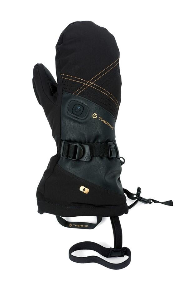 Therm-ic Ultra Boost Mittens dam svarta uppvärmda läder-tumvantar med Primaloft