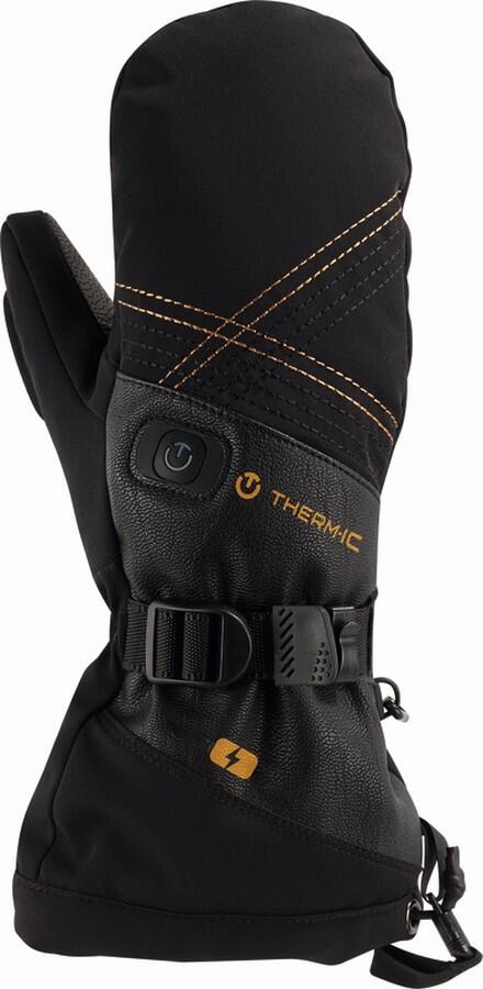Therm-ic Ultra Boost Mittens dam svarta uppvärmda läder-tumvantar med Primaloft