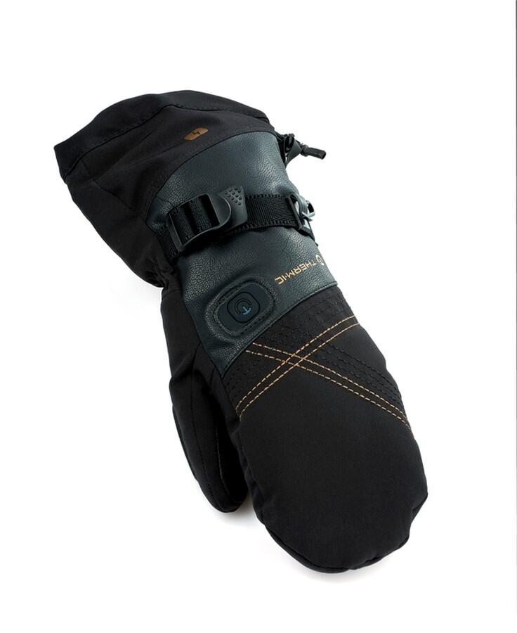 Therm-ic Ultra Boost Mittens dam svarta uppvärmda läder-tumvantar med Primaloft