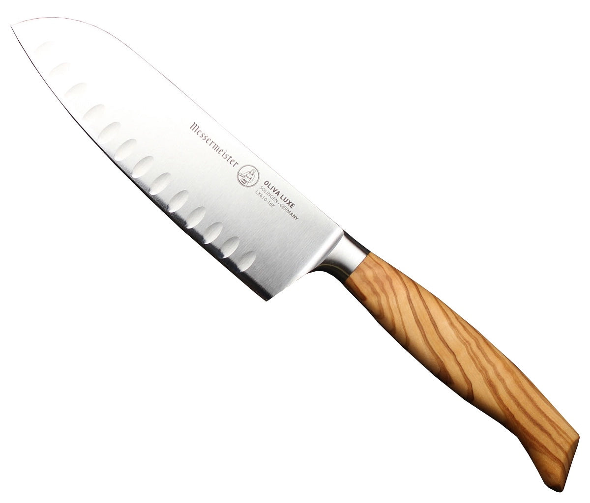 Messermeister Oliva Luxe 16,5cm Santoku Kullenschliff kökskniv, produktbild