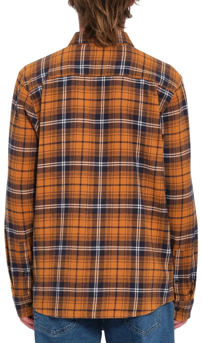 Volcom Caden Plaid LS flanellskjorta kastanjebrun, produkten från en annan vinkel