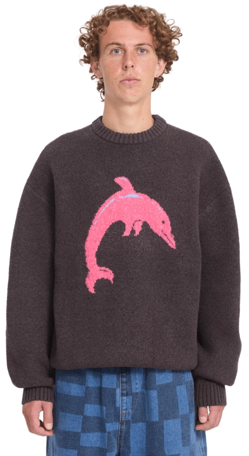 Volcom FA Ozzy Sweater Dolphin stickad tröja raisin, produkten från en annan vinkel 2