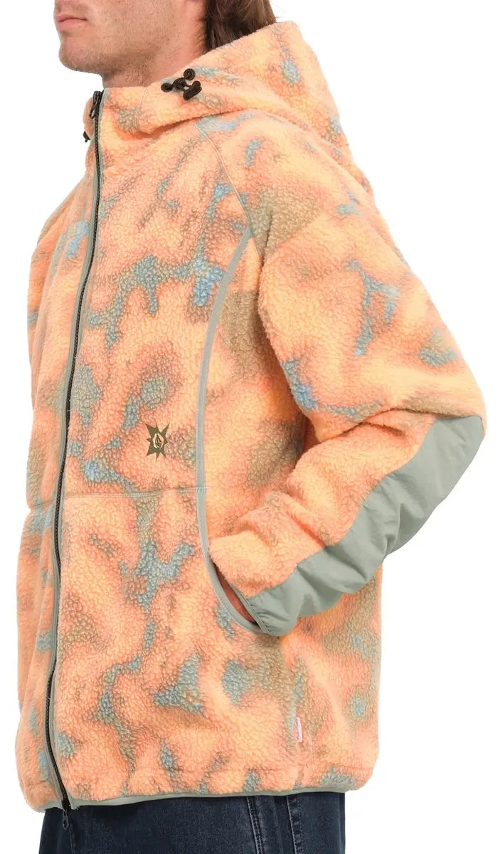 Volcom TT B Iguchi Zip Fleece zip-hoodie orangeröd, produkten från en annan vinkel 1